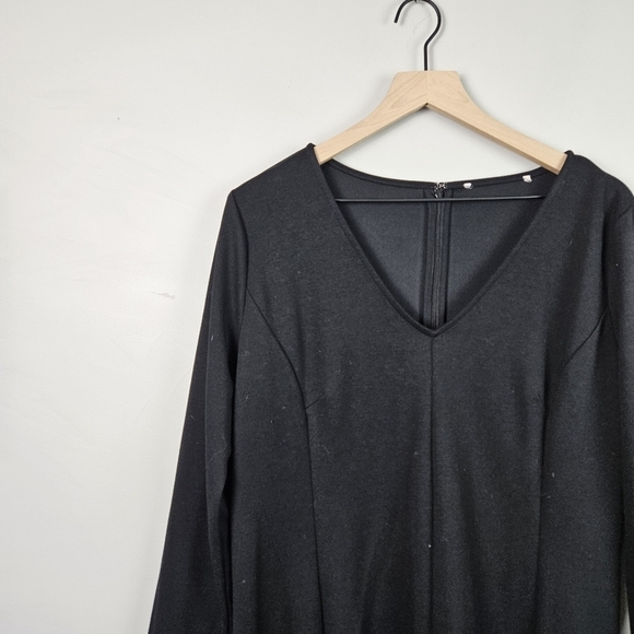 Loft V Neck Black Long Sleeve Dress - Picture 2 of 7
